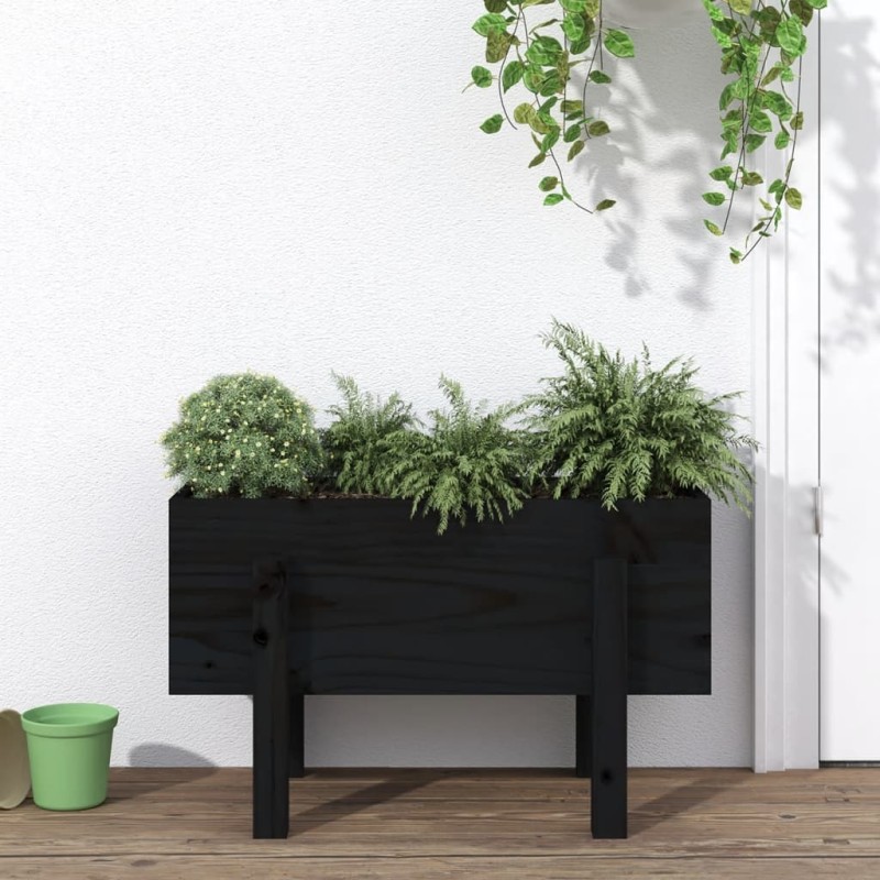 vidaXL Pflanzkübel Schwarz 62x30x38 cm Massivholz Kiefer vidaXL Pflanzkübel Schwarz 62x30x38 cm Massivholz Kiefer