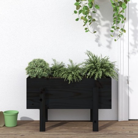 vidaXL Pflanzkübel Schwarz 62x30x38 cm Massivholz Kiefer