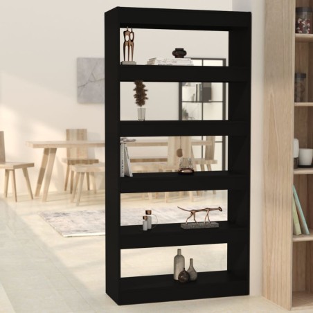 vidaXL Bücherregal/Raumteiler Schwarz 80x30x166 cm Holzwerkstoff