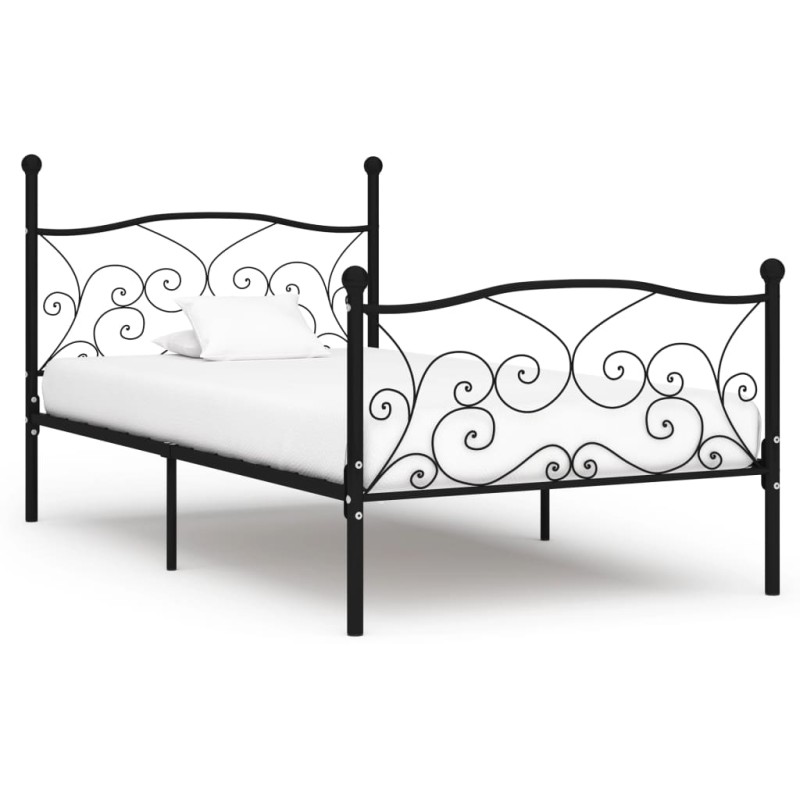 vidaXL Bettgestell mit Lattenrost Schwarz Metall 90×200 cm vidaXL Bettgestell mit Lattenrost Schwarz Metall 90×200 cm