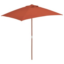 vidaXL Sonnenschirm mit Holzmast 150 x 200 cm Terrakotta