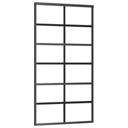 vidaXL Schiebetür ESG-Glas und Aluminium 102x205 cm Schwarz
