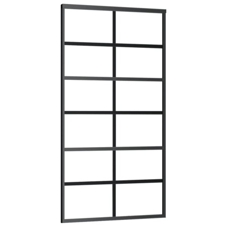 vidaXL Schiebetür ESG-Glas und Aluminium 102x205 cm Schwarz