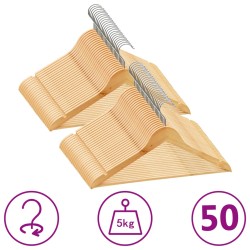 vidaXL 50 Stk. Kleiderbügel-Set Rutschfest Hartholz   