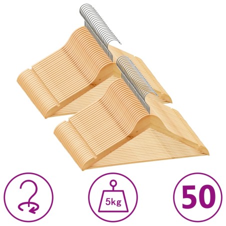 vidaXL 50 Stk. Kleiderbügel-Set Rutschfest Hartholz   