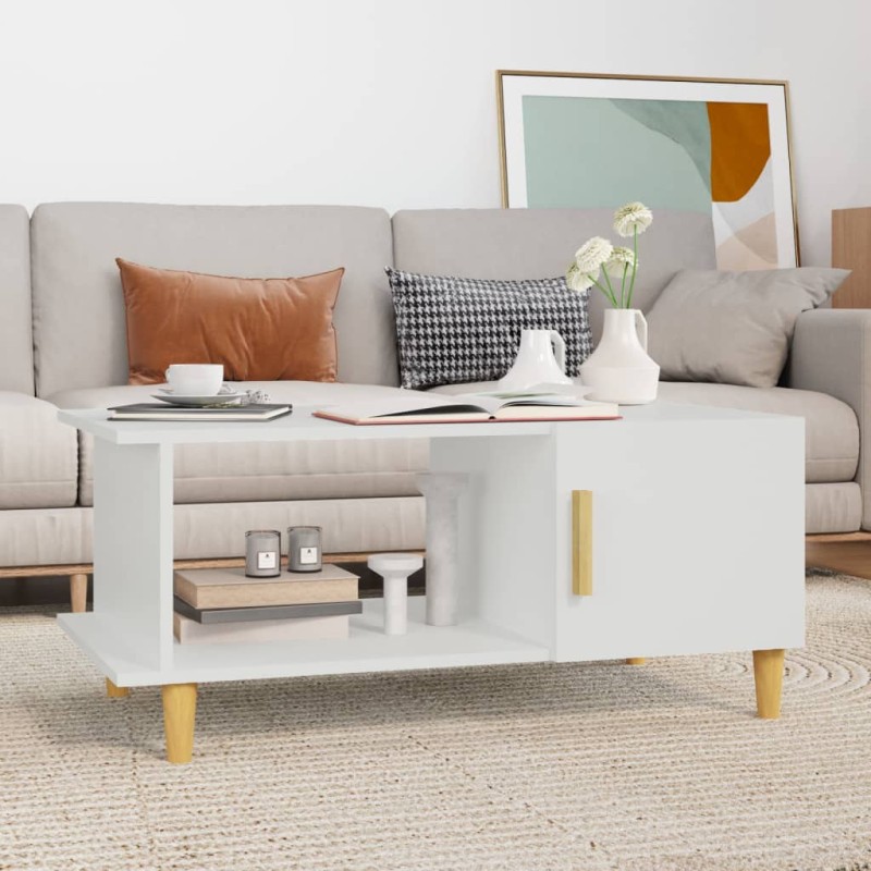 vidaXL Couchtisch Weiß 90x50x40 cm Holzwerkstoff vidaXL Couchtisch Weiß 90x50x40 cm Holzwerkstoff