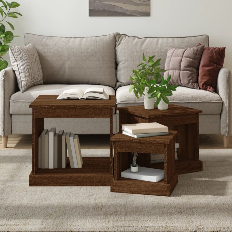 vidaXL Couchtische 3 Stk. Braun Eichen-Optik Holzwerkstoff vidaXL Couchtische 3 Stk. Braun Eichen-Optik Holzwerkstoff
