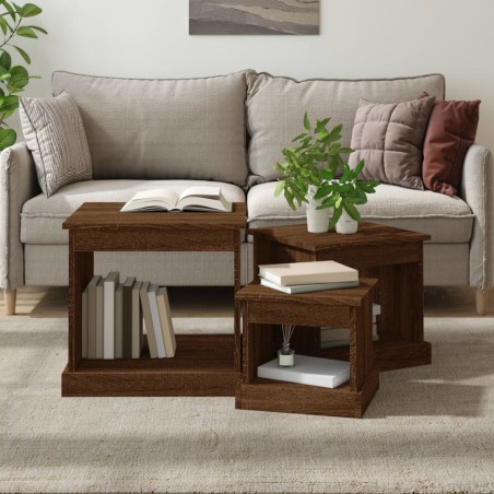 vidaXL Couchtische 3 Stk. Braun Eichen-Optik Holzwerkstoff