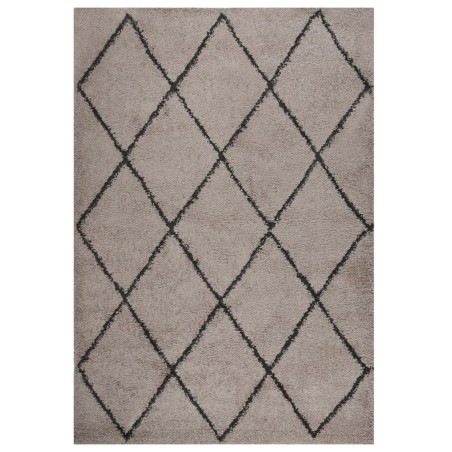 vidaXL Teppich Shaggy Hochflor Beige und Anthrazit 160x230 cm
