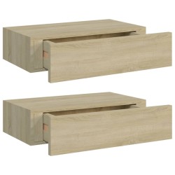 vidaXL Wand-Schubladenregale 2 Stk. Eichenoptik 40x23,5x10 cm MDF