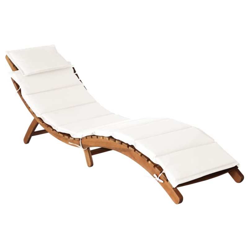 Sonnenliege mit Auflage Massivholz Akazie Creme Sonnenliege mit Auflage Massivholz Akazie Creme