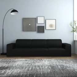 vidaXL Stretch Sofahusse 4-Sitzer Schwarz Polyester-Jersey  