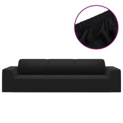 vidaXL Stretch Sofahusse 4-Sitzer Schwarz Polyester-Jersey  