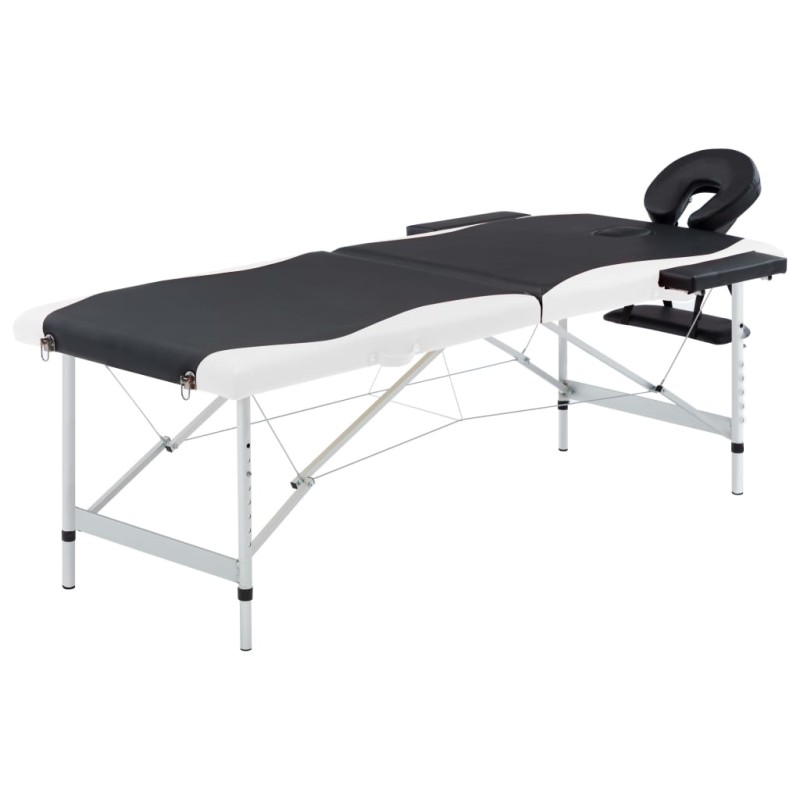 vidaXL Massageliege Klappbar 2-Zonen Aluminiumgestell Schwarz und Weiß vidaXL Massageliege Klappbar 2-Zonen Aluminiumgestell Schwarz und Weiß