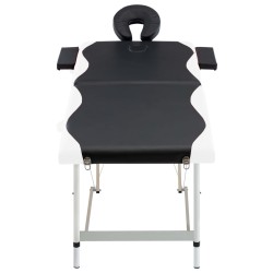 vidaXL Massageliege Klappbar 2-Zonen Aluminiumgestell Schwarz und Weiß