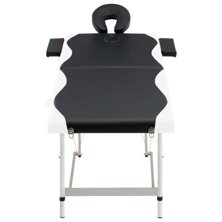 vidaXL Massageliege Klappbar 2-Zonen Aluminiumgestell Schwarz und Weiß