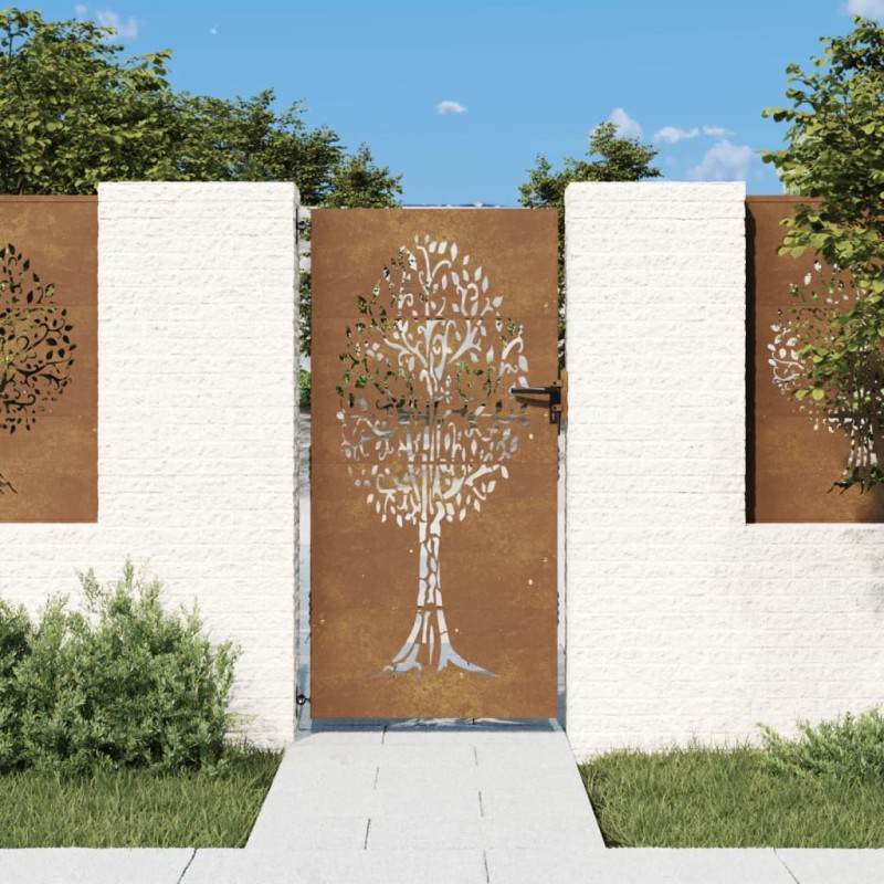 vidaXL Gartentor 85x175 cm Cortenstahl Baum-Design vidaXL Gartentor 85x175 cm Cortenstahl Baum-Design