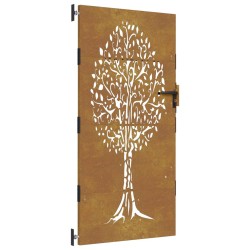 vidaXL Gartentor 85x175 cm Cortenstahl Baum-Design