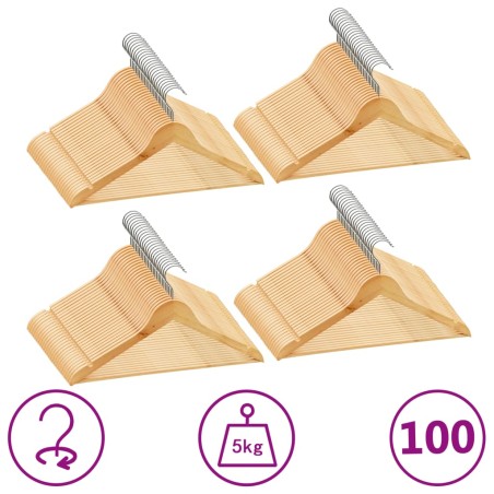 vidaXL 100 Stk. Kleiderbügel-Set Rutschfest Hartholz   
