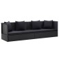 Garten-Sofabett mit Kissen Poly Rattan Schwarz Garten-Sofabett mit Kissen Poly Rattan Schwarz
