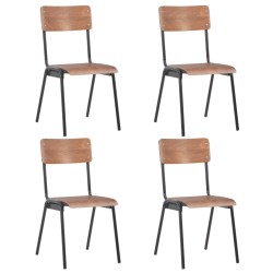 vidaXL Esszimmerstühle 4 Stk. Braun Massives Sperrholz und Stahl