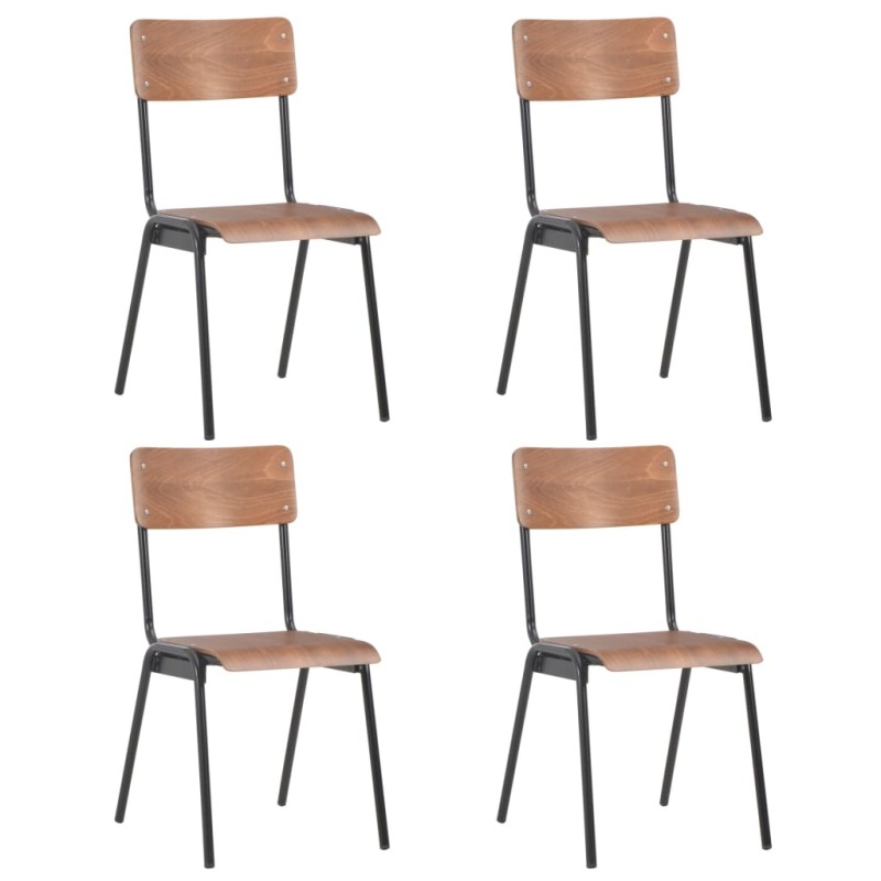 vidaXL Esszimmerstühle 4 Stk. Braun Massives Sperrholz und Stahl vidaXL Esszimmerstühle 4 Stk. Braun Massives Sperrholz und Stahl