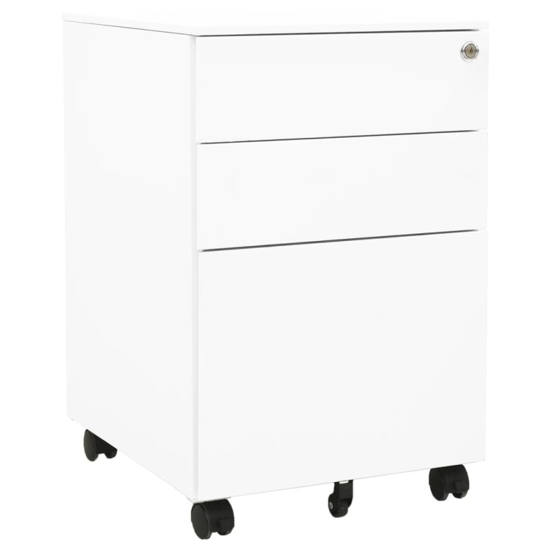 vidaXL Aktenschrank mit Rollen Weiß 39x45x60 cm Stahl vidaXL Aktenschrank mit Rollen Weiß 39x45x60 cm Stahl