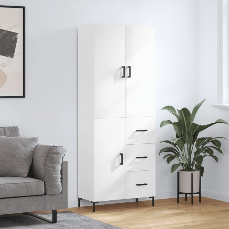 Highboard Hochglanz-Weiß 69,5x34x180 cm Holzwerkstoff Highboard Hochglanz-Weiß 69,5x34x180 cm Holzwerkstoff