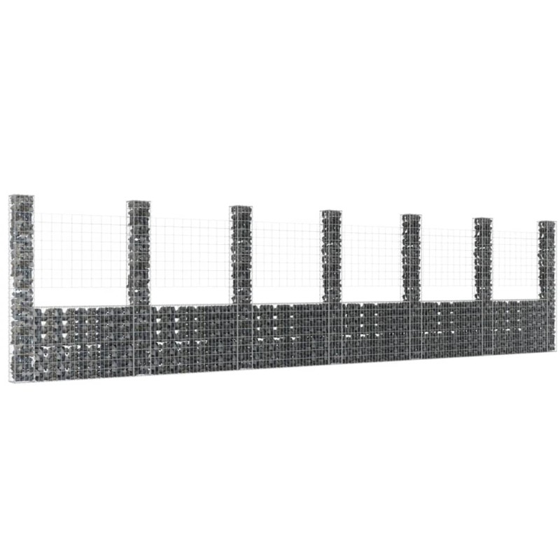 vidaXL Gabionenkorb U-Form mit 7 Säulen Eisen 740x20x200 cm vidaXL Gabionenkorb U-Form mit 7 Säulen Eisen 740x20x200 cm