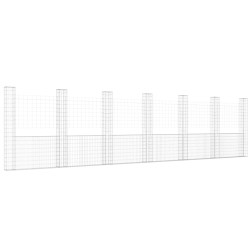 vidaXL Gabionenkorb U-Form mit 7 Säulen Eisen 740x20x200 cm