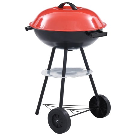 vidaXL Tragbarer XXL-Holzkohle-Kugelgrill mit Rädern 44 cm