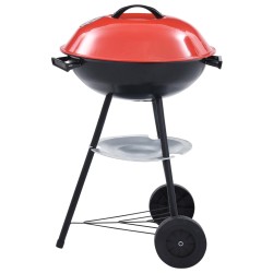 vidaXL Tragbarer XXL-Holzkohle-Kugelgrill mit Rädern 44 cm