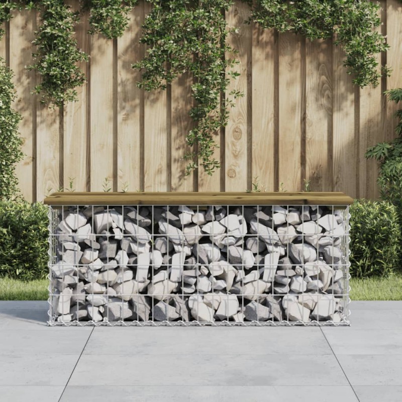 vidaXL Gartenbank aus Gabionen 103x31,5x42 cm Kiefernholz Imprägniert vidaXL Gartenbank aus Gabionen 103x31,5x42 cm Kiefernholz Imprägniert