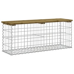 vidaXL Gartenbank aus Gabionen 103x31,5x42 cm Kiefernholz Imprägniert