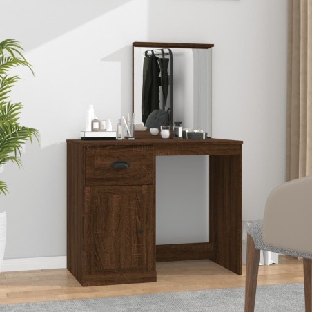 vidaXL Schminktisch mit Spiegel Braun Eichen-Optik 90x50x132,5 cm