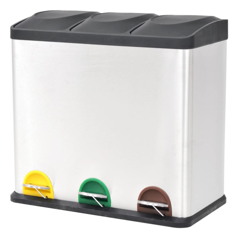 vidaXL Recycling Treteimer Edelstahl 54 L vidaXL Recycling Treteimer Edelstahl 54 L