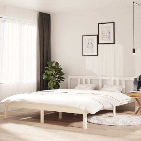 vidaXL Massivholzbett Weiß 160x200 cm