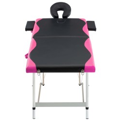 vidaXL Massageliege Klappbar 2-Zonen Aluminiumgestell Schwarz und Rosa