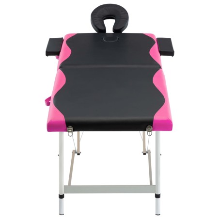 vidaXL Massageliege Klappbar 2-Zonen Aluminiumgestell Schwarz und Rosa