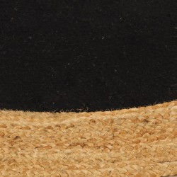 vidaXL Teppich Geflochten Schwarz & Natur 90 cm Jute & Baumwolle Rund