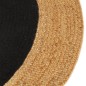 vidaXL Teppich Geflochten Schwarz & Natur 90 cm Jute & Baumwolle Rund vidaXL Teppich Geflochten Schwarz & Natur 90 cm Jute & Baumwolle Rund