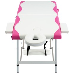 vidaXL Massageliege Klappbar 2-Zonen Aluminiumgestell Weiß und Rosa