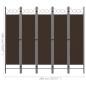 vidaXL 5-tlg. Raumteiler Braun 200 x 180 cm vidaXL 5-tlg. Raumteiler Braun 200 x 180 cm