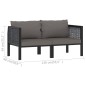2-Sitzer-Sofa mit Auflage Anthrazit Poly Rattan 2-Sitzer-Sofa mit Auflage Anthrazit Poly Rattan
