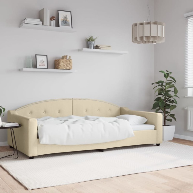 Tagesbett Creme 100x200 cm Stoff Tagesbett Creme 100x200 cm Stoff
