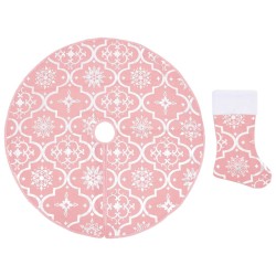 vidaXL Luxus-Weihnachtsbaumdecke mit Socke Rosa 150 cm Stoff