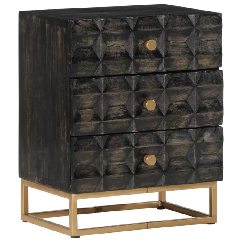 vidaXL Nachttisch Schwarz 40x29x50 cm Massivholz Mango vidaXL Nachttisch Schwarz 40x29x50 cm Massivholz Mango