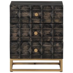 vidaXL Nachttisch Schwarz 40x29x50 cm Massivholz Mango