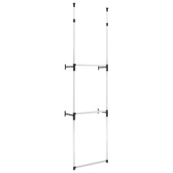 vidaXL Teleskop-Garderobe mit Stangen Aluminium