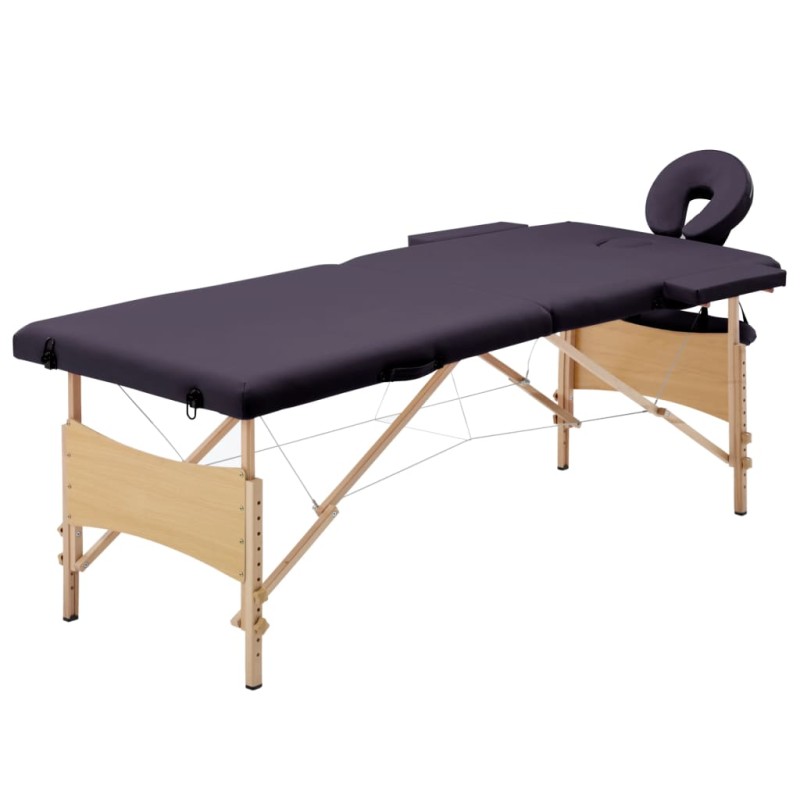 vidaXL Massageliege Klappbar 2-Zonen mit Holzgestell Lila vidaXL Massageliege Klappbar 2-Zonen mit Holzgestell Lila